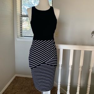 Black and White Fitted Dress